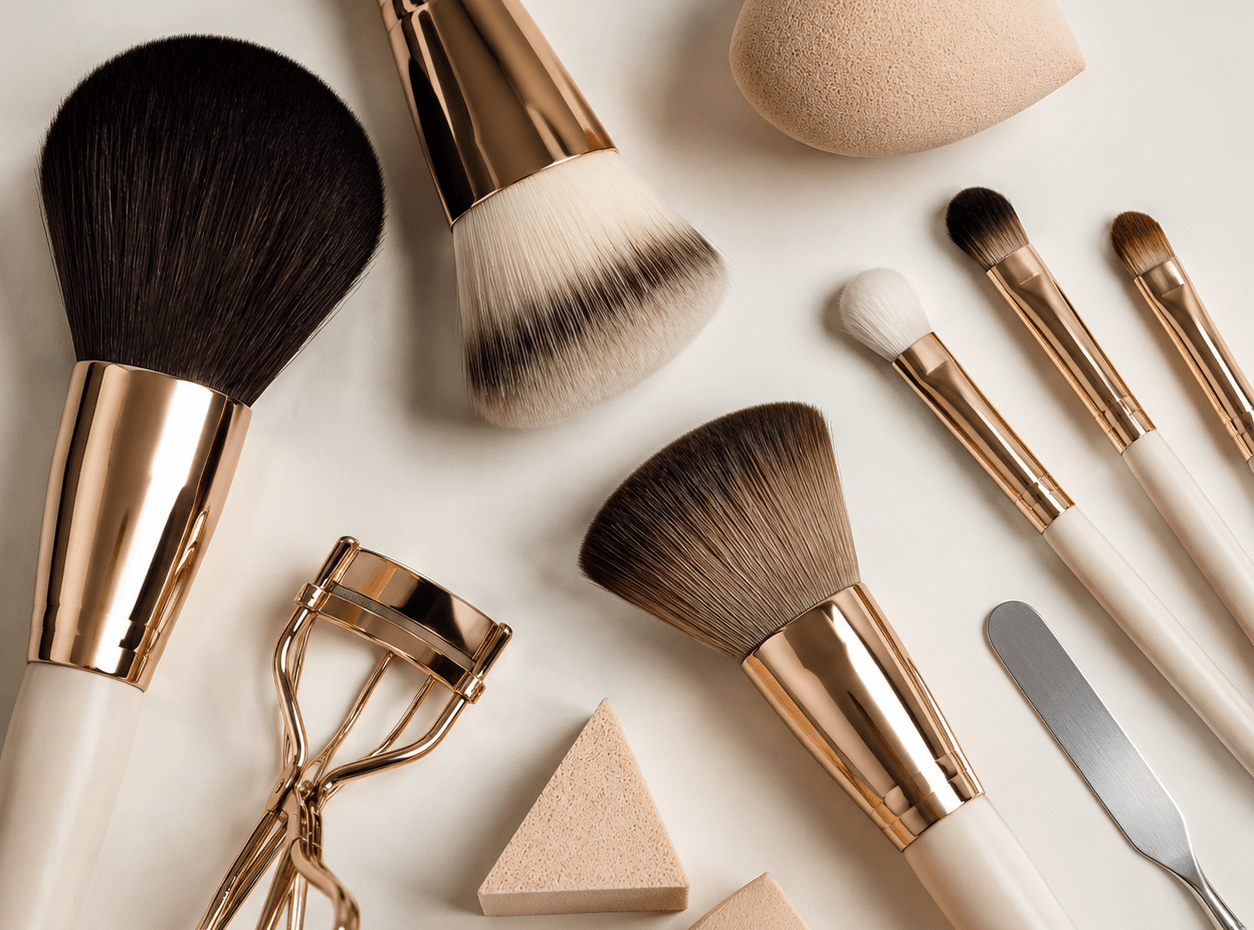 ۷ ابزار آرایش ضروری برای میکاپ حرفه‌ای (از براش تا بیوتی‌بلندر)